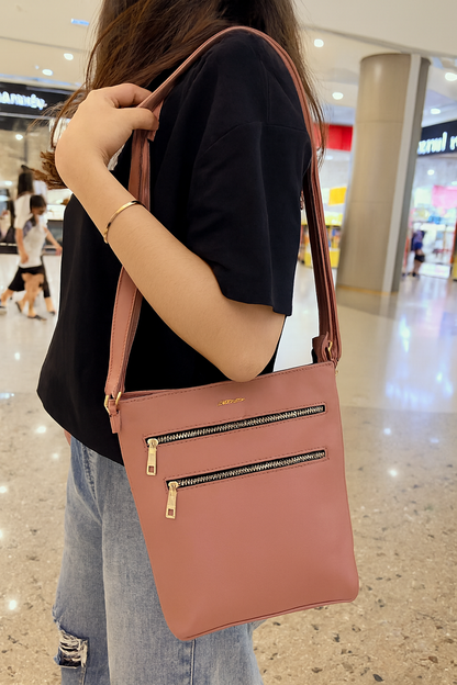 Ardan Dusty Pink Sling Bag with Detachable Belt for Girls & Women – Women's HandBag/Sling Bag | Leather Villa