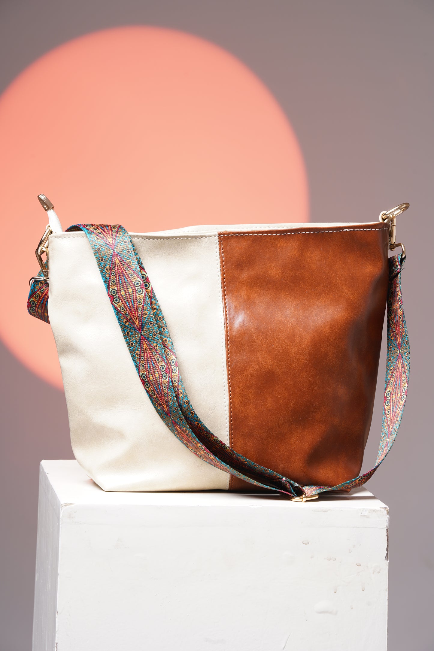 ARDAN Creamy Beige Crossbody Handbag along with Sling for Girls & Womens SKU50