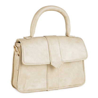 Vegan Leather Stylish & Hand Carry Chic Bag with Adjustabe Sling for Girls & Womens (Beige) – Women's HandBag/Sling Bag – additional product photo | Leather Villa