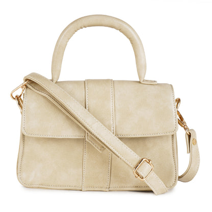 Vegan Leather Stylish & Hand Carry Chic Bag with Adjustabe Sling for Girls & Womens (Beige) – Women's HandBag/Sling Bag – additional product photo | Leather Villa