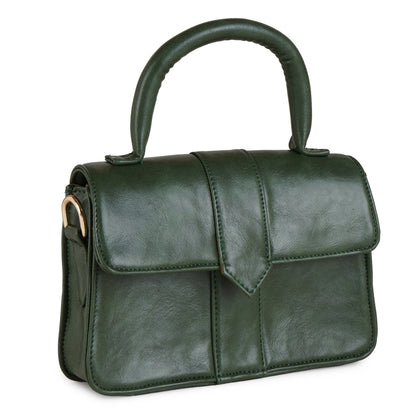 Vegan Leather Stylish & Hand Carry Chic Bag with Adjustabe Sling for Girls & Womens (Green) – Women's HandBag/Sling Bag – additional product photo | Leather Villa