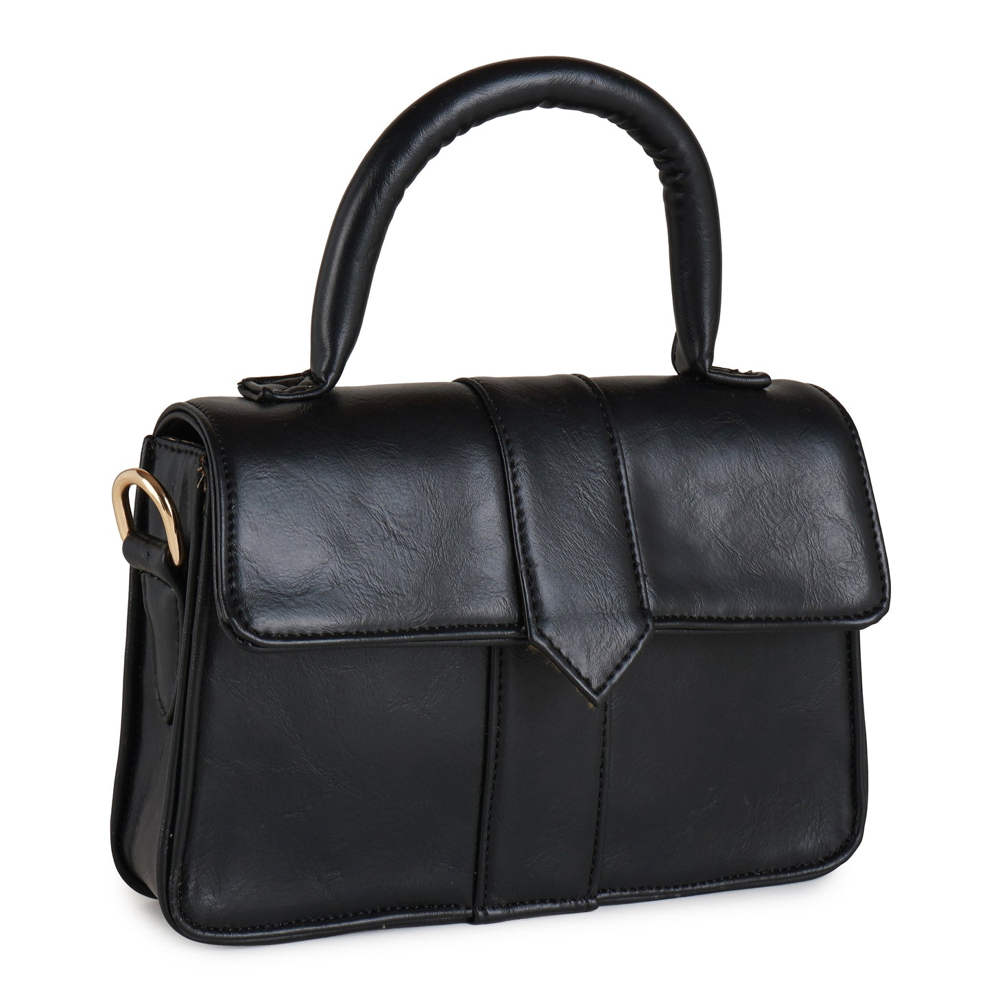 Vegan Leather Stylish & Hand Carry Chic Bag with Adjustabe Sling for Girls & Womens (Black) – Women's HandBag/Sling Bag – additional product photo | Leather Villa