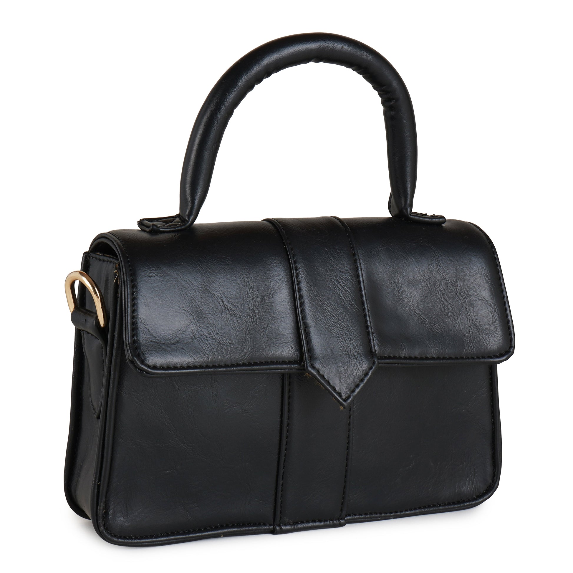 Vegan Leather Stylish & Hand Carry Chic Bag with Adjustabe Sling for Girls & Womens (Black) – Women's HandBag/Sling Bag – additional product photo | Leather Villa