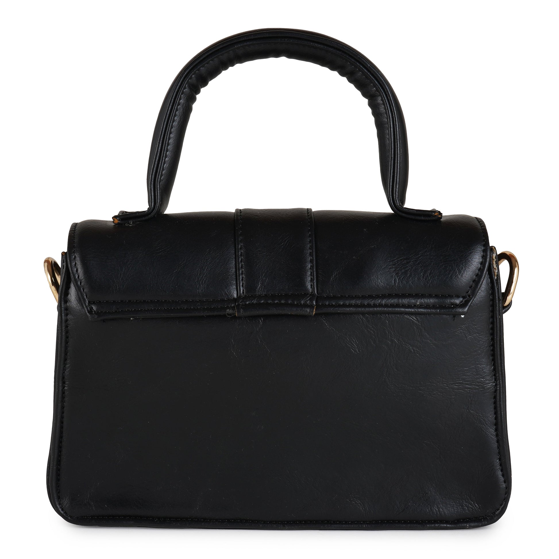 Vegan Leather Stylish & Hand Carry Chic Bag with Adjustabe Sling for Girls & Womens (Black) – Women's HandBag/Sling Bag – additional product photo | Leather Villa