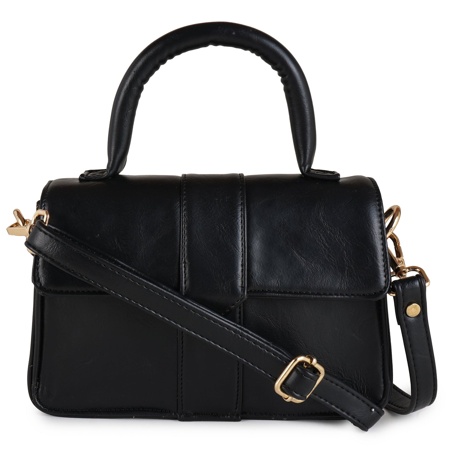 Vegan Leather Stylish & Hand Carry Chic Bag with Adjustabe Sling for Girls & Womens (Black) – Women's HandBag/Sling Bag – additional product photo | Leather Villa
