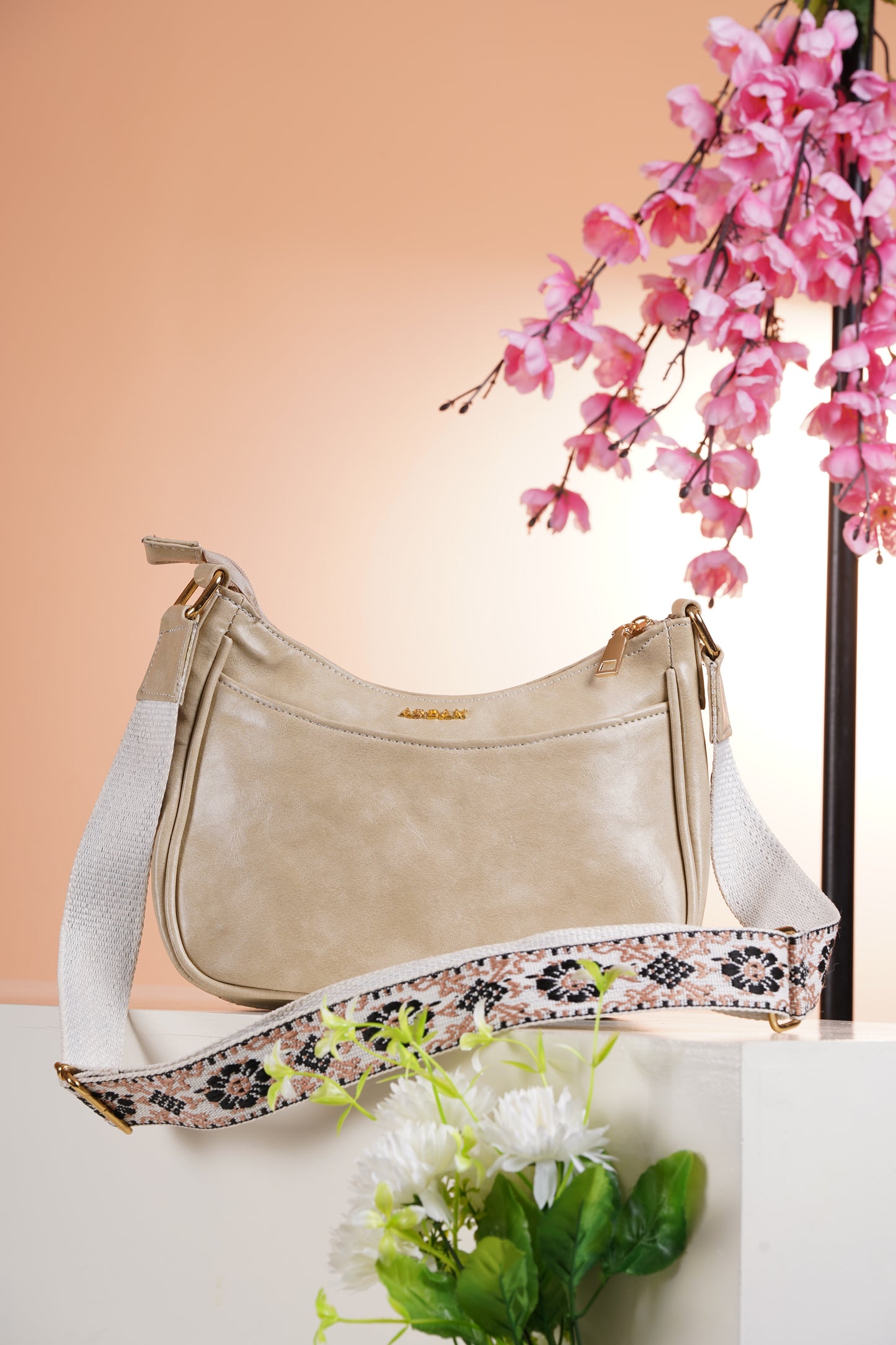 ARDAN Beige Crossbody Sling Bag for Girls & Womens SKU54