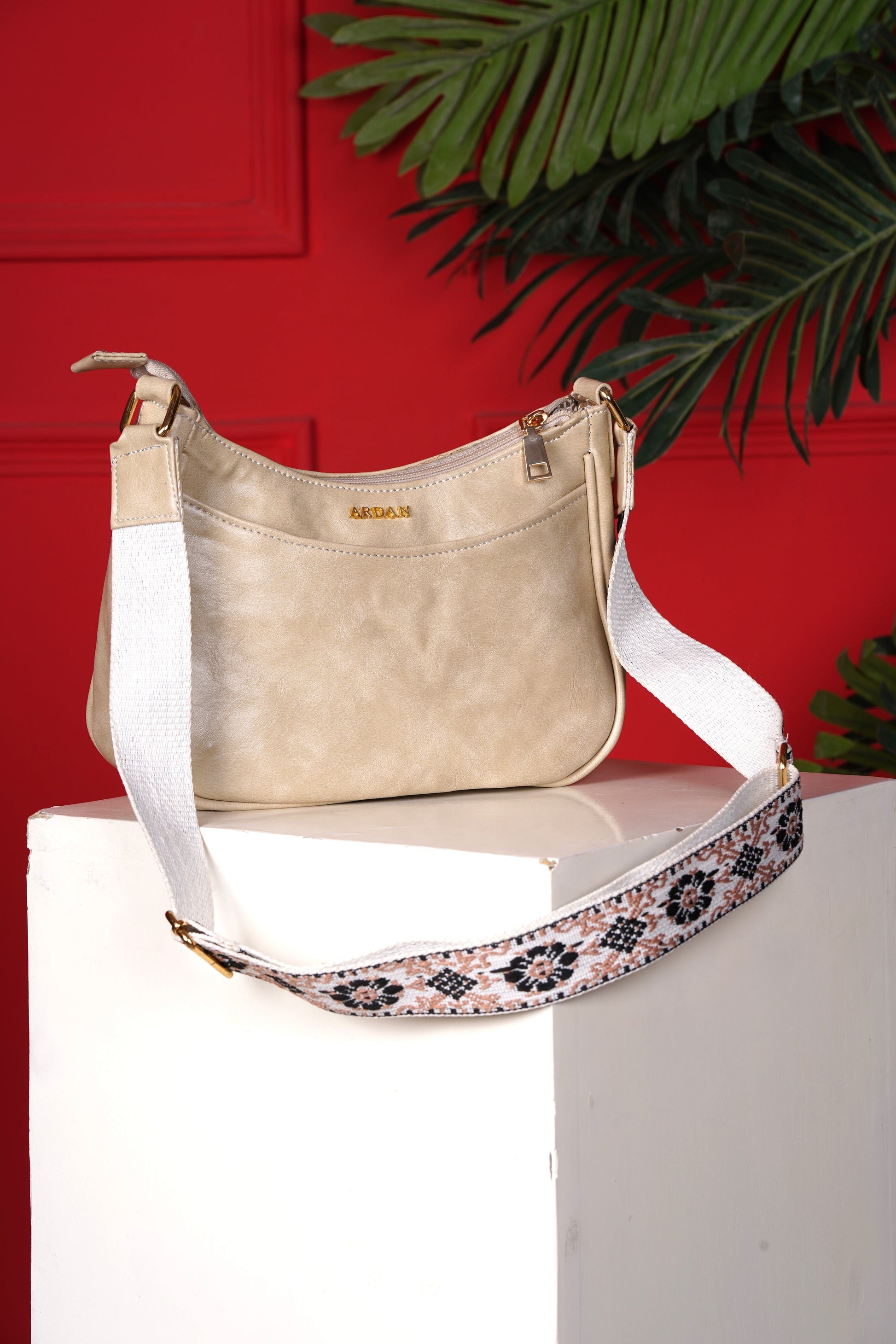 ARDAN Beige Crossbody Sling Bag for Girls & Womens – Women's HandBag/Sling Bag – additional product photo | Leather Villa