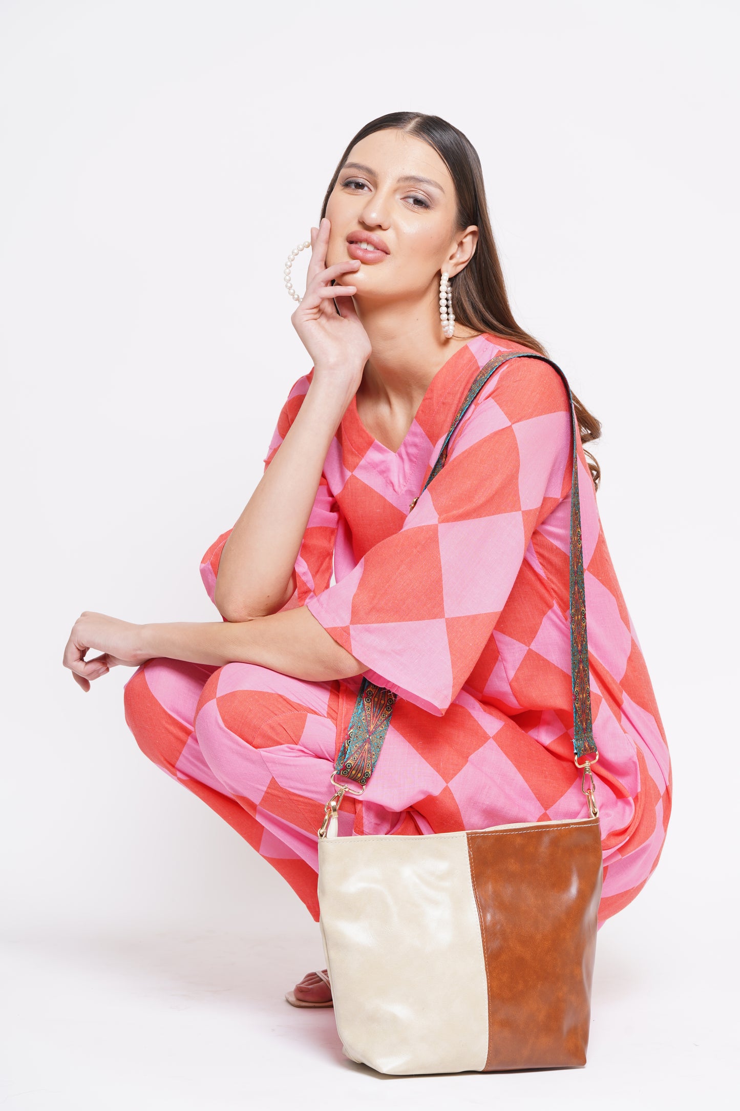 ARDAN Creamy Beige Crossbody Handbag along with Sling for Girls & Womens SKU50