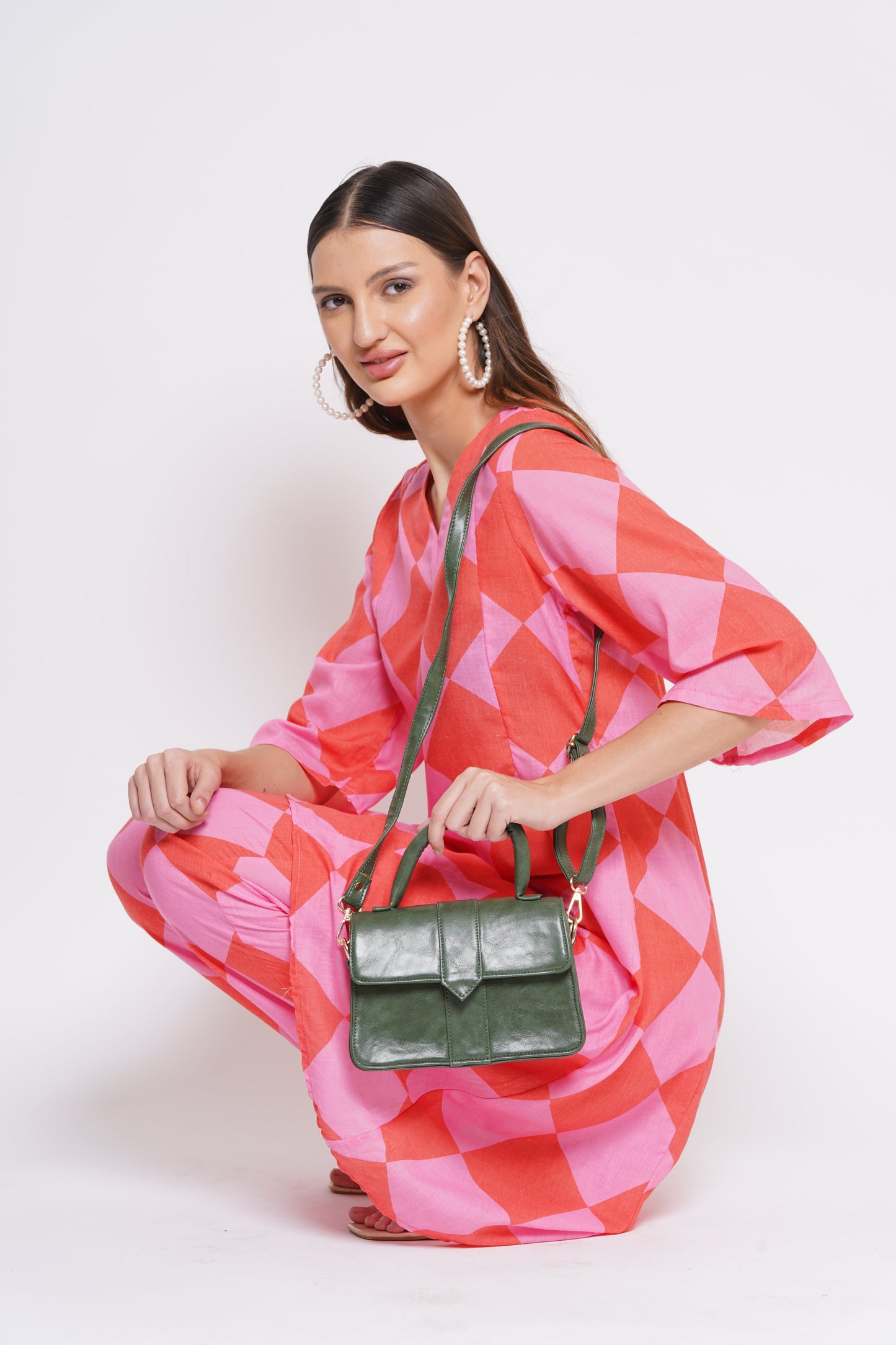 Vegan Leather Stylish & Hand Carry Chic Bag with Adjustabe Sling for Girls & Womens (Green) – Women's HandBag/Sling Bag – additional product photo | Leather Villa