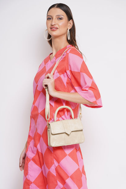 Vegan Leather Stylish & Hand Carry Chic Bag with Adjustabe Sling for Girls & Womens (Beige) – Women's HandBag/Sling Bag – additional product photo | Leather Villa