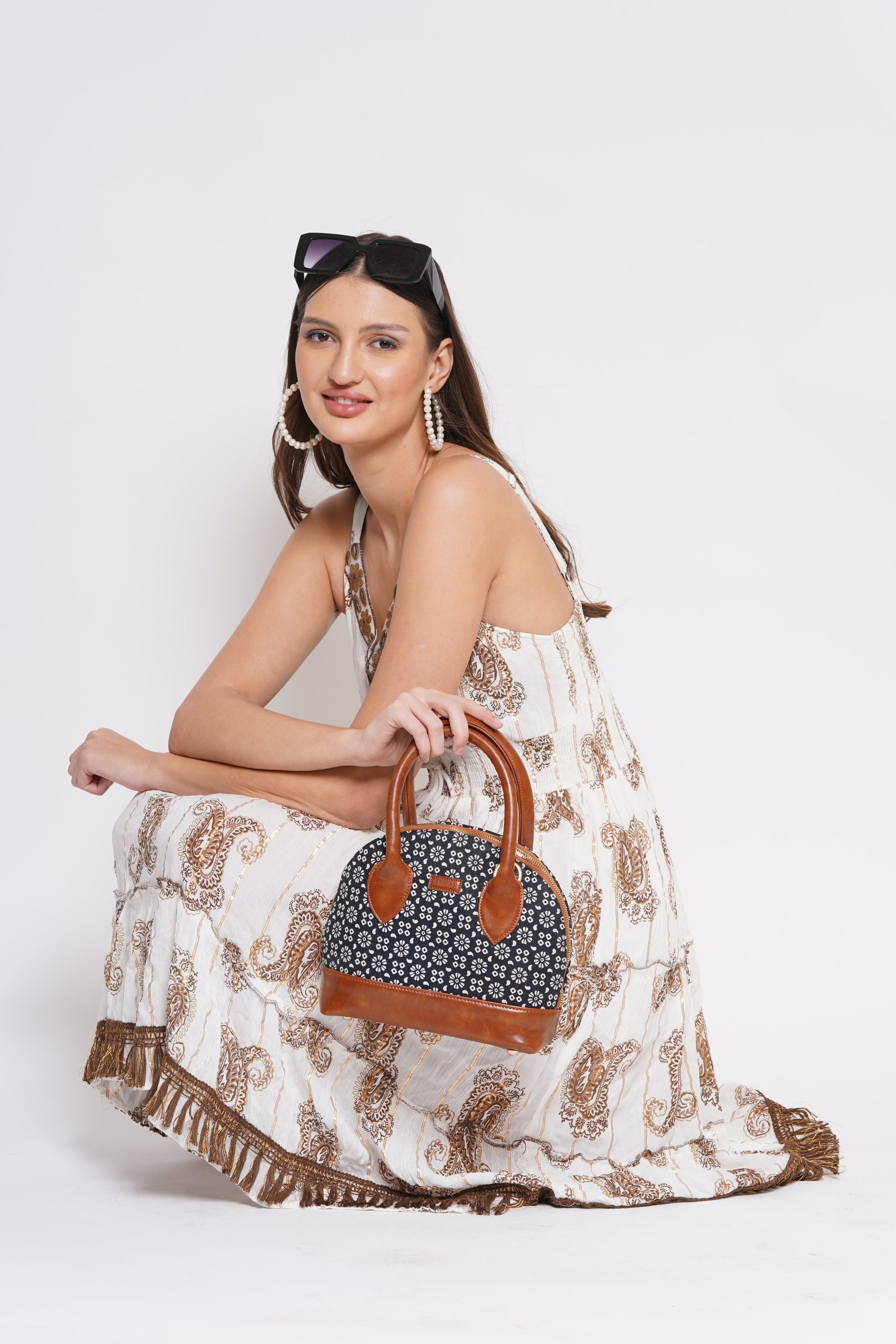 Bohemian Black Handbag along with Sling for Girls & Womens – additional product photo | Leather Villa
