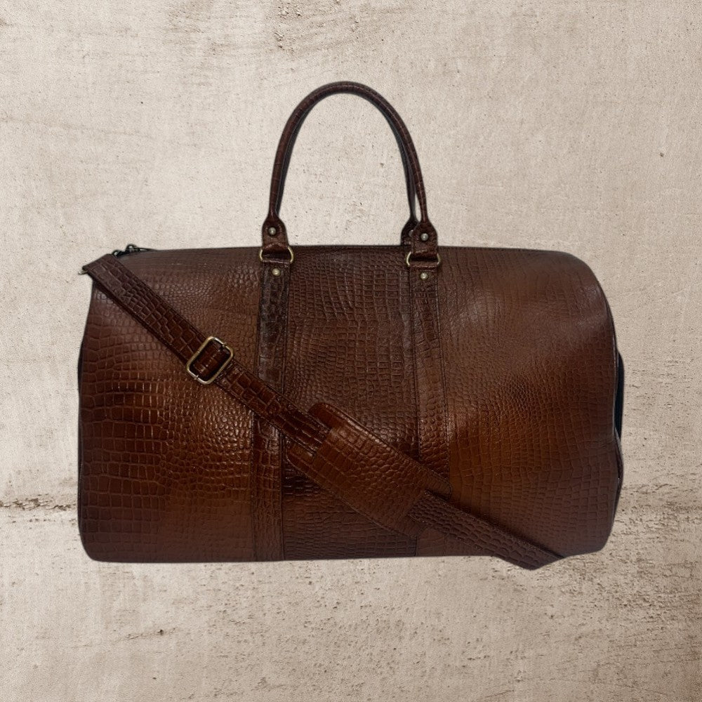 Genuine Leather Duffle Bag with Shoe Compartment Large Size – Maroon | Leather Villa
