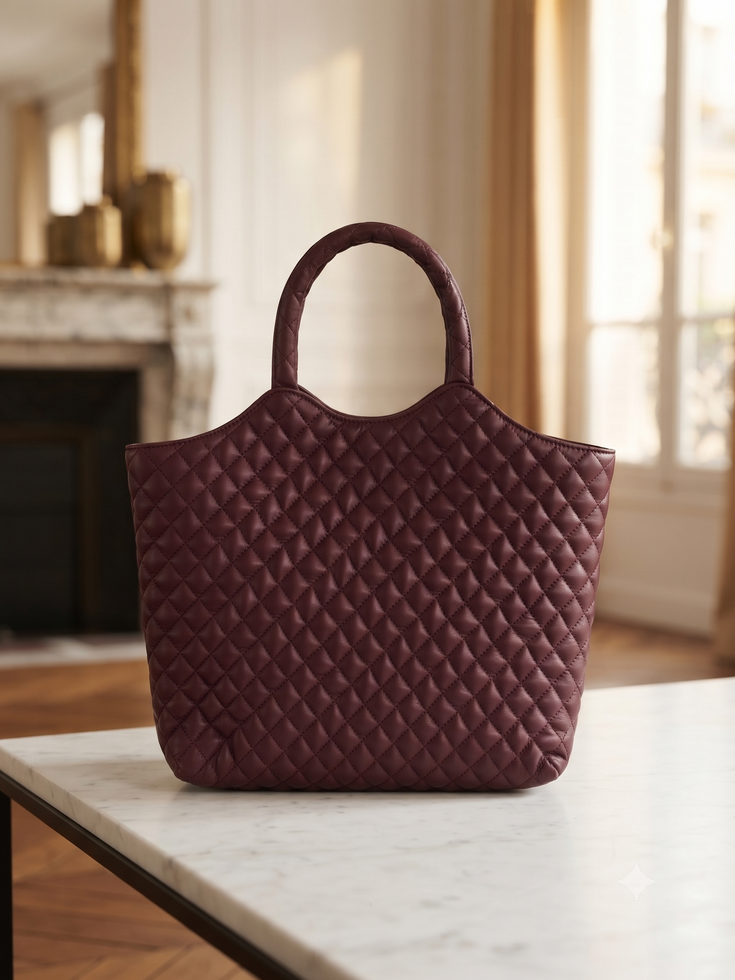 Premium Quilted Genuine Leather Tote Bag for Women | Stylish, Spacious & Lightweight Handbag