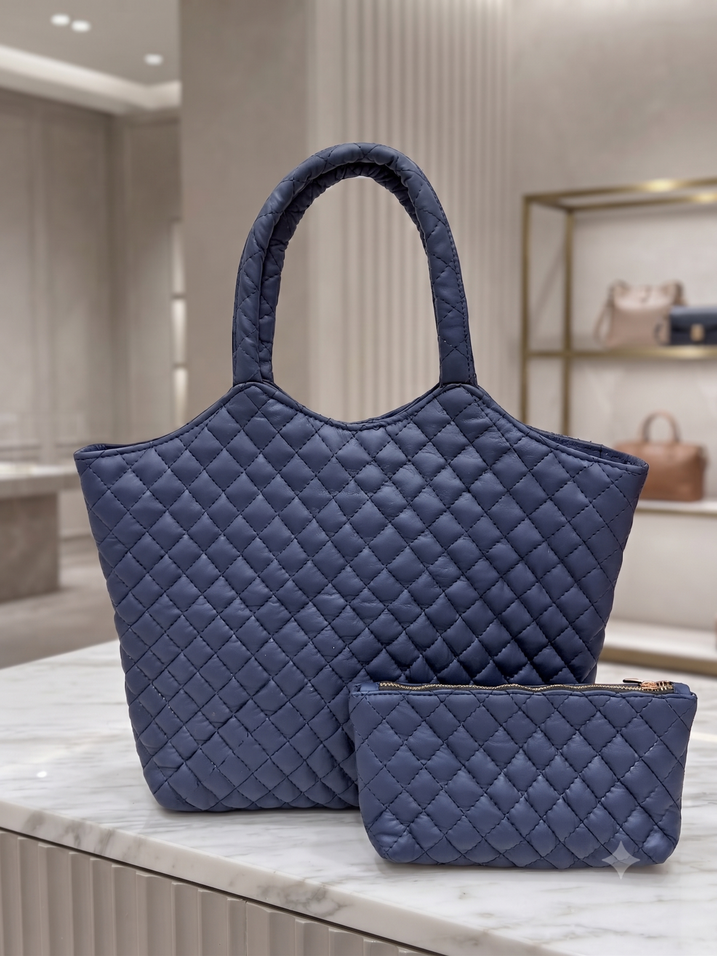 Premium Quilted Genuine Leather Tote Bag for Women | Stylish, Spacious & Lightweight Handbag