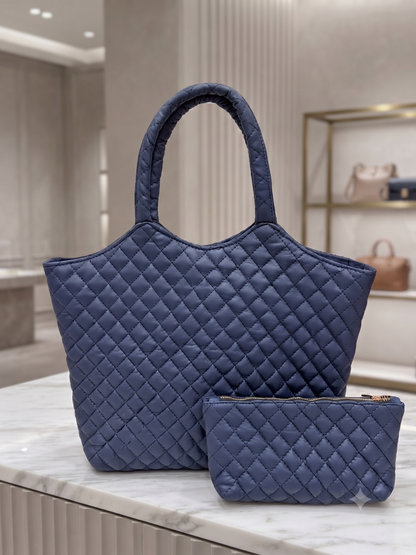 Premium Quilted Genuine Leather Tote Bag for Women | Stylish, Spacious & Lightweight Handbag