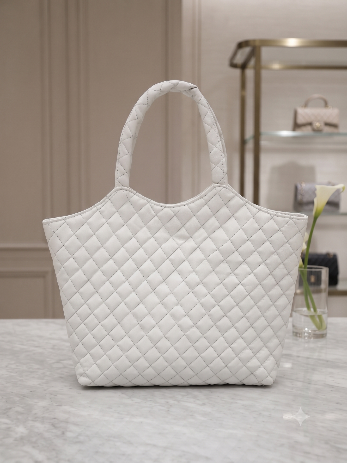 Premium Quilted Genuine Leather Tote Bag for Women | Stylish, Spacious & Lightweight Handbag