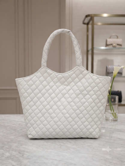 Premium Quilted Genuine Leather Tote Bag for Women | Stylish, Spacious & Lightweight Handbag