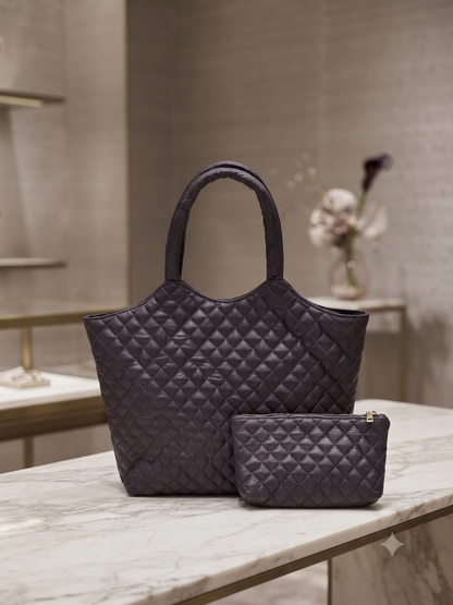 Premium Quilted Genuine Leather Tote Bag for Women | Stylish, Spacious & Lightweight Handbag