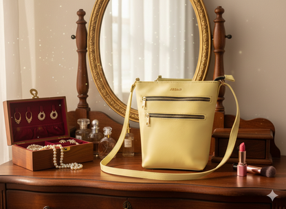 Ardan Black Sling Bag with Detachable Belt for Girls & Women YELLOW – Women's HandBag/Sling Bag – additional product photo | Leather Villa