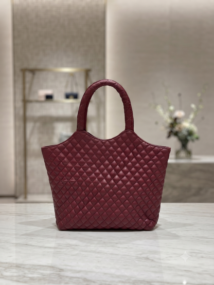 Premium Quilted Genuine Leather Tote Bag for Women | Stylish, Spacious & Lightweight Handbag