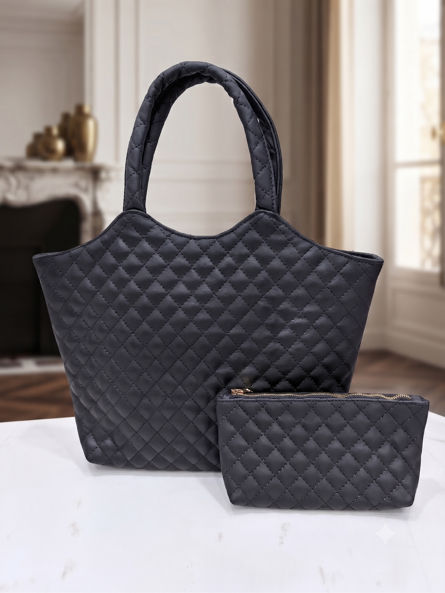 Premium Quilted Genuine Leather Tote Bag for Women | Stylish, Spacious & Lightweight Handbag