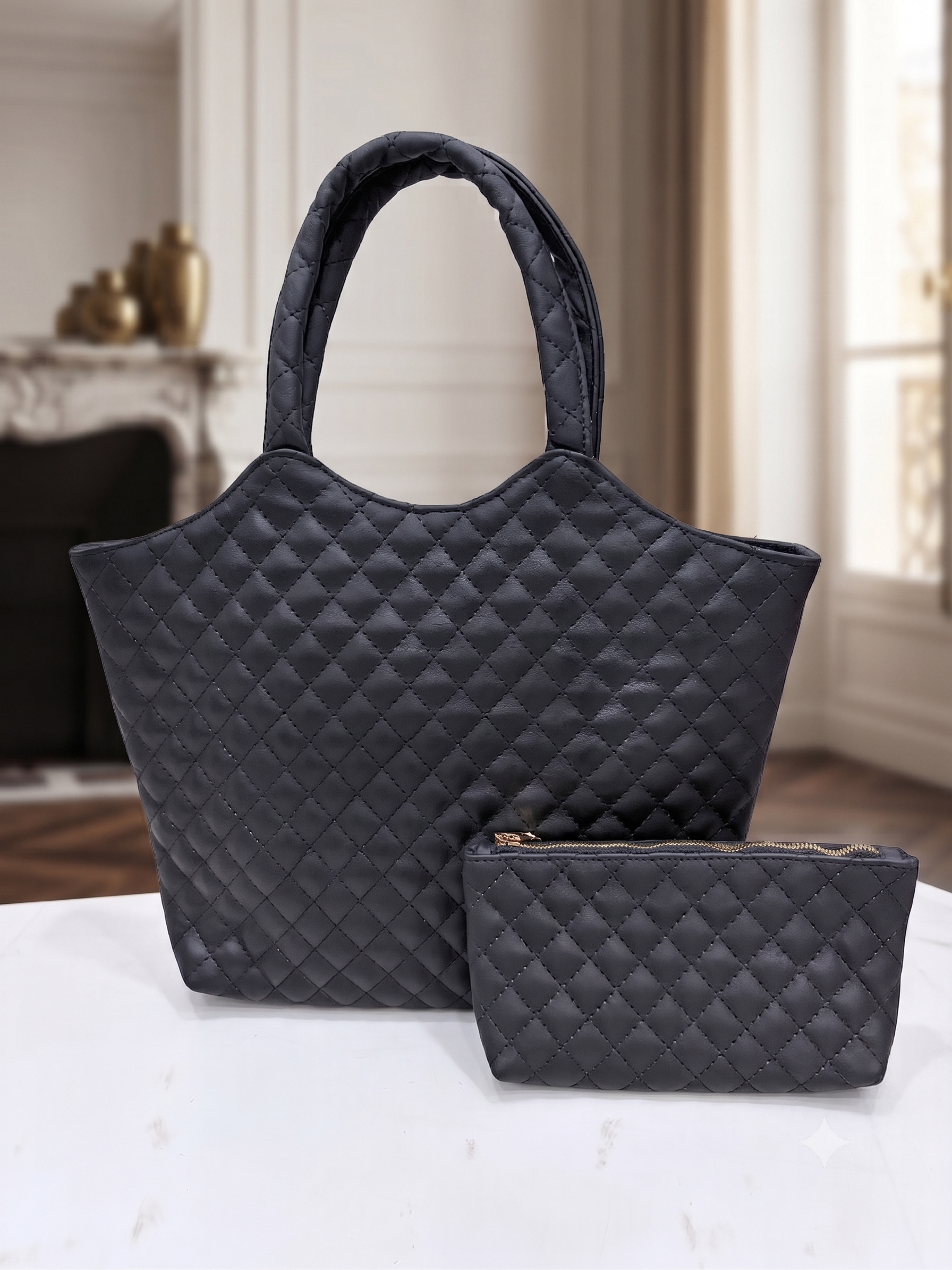 Premium Quilted Genuine Leather Tote Bag for Women | Stylish, Spacious & Lightweight Handbag