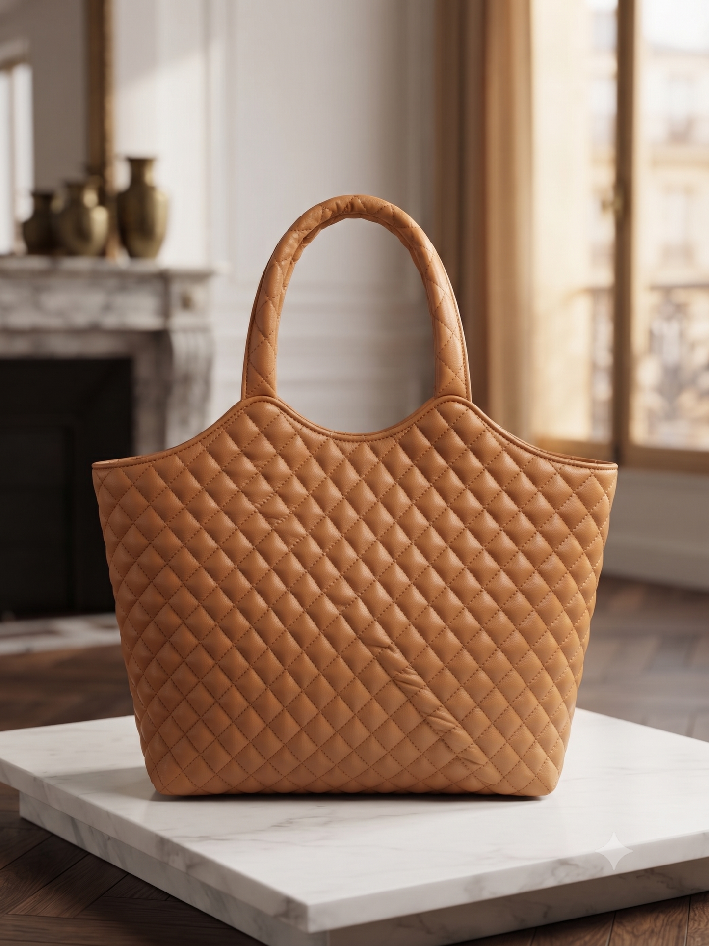 Premium Quilted Genuine Leather Tote Bag for Women | Stylish, Spacious & Lightweight Handbag
