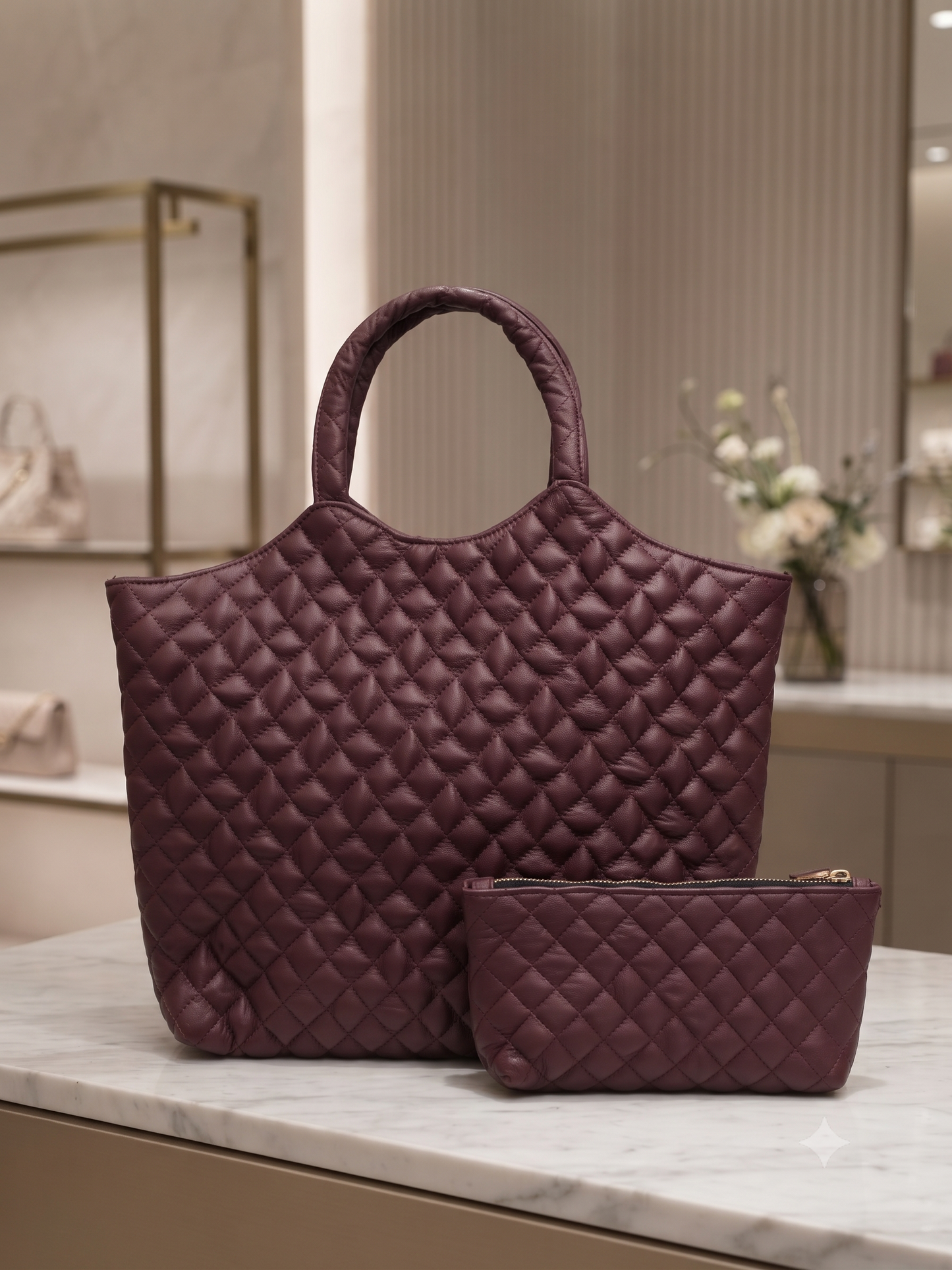 Premium Quilted Genuine Leather Tote Bag for Women | Stylish, Spacious & Lightweight Handbag