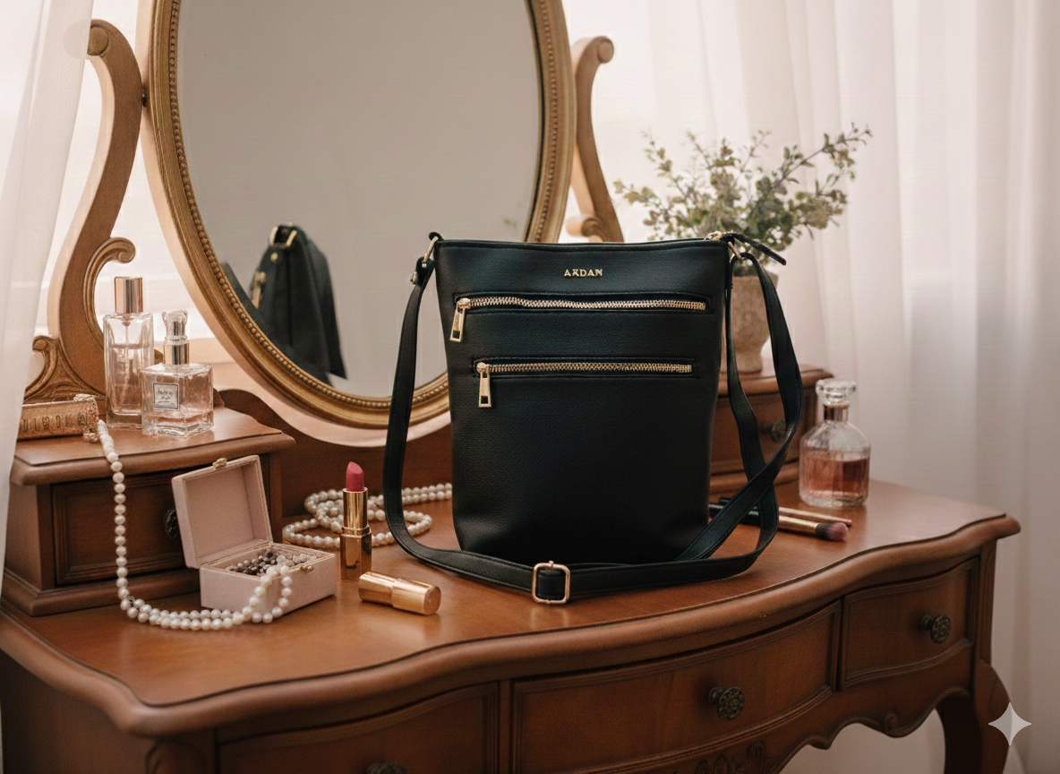 ARDAN Handbag along with Sling for Girls & Womens IN BLACK – Women's HandBag/Sling Bag – additional product photo | Leather Villa