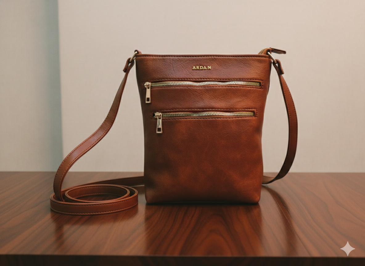 Ardan Brown Sling Bag with Detachable Belt for Girls & Women – Women's HandBag/Sling Bag – additional product photo | Leather Villa
