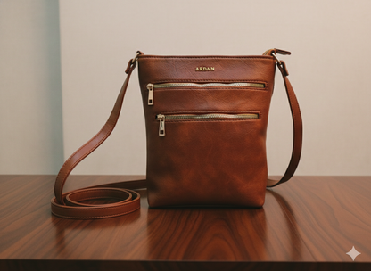 Ardan Brown Sling Bag with Detachable Belt for Girls & Women – Women's HandBag/Sling Bag – additional product photo | Leather Villa