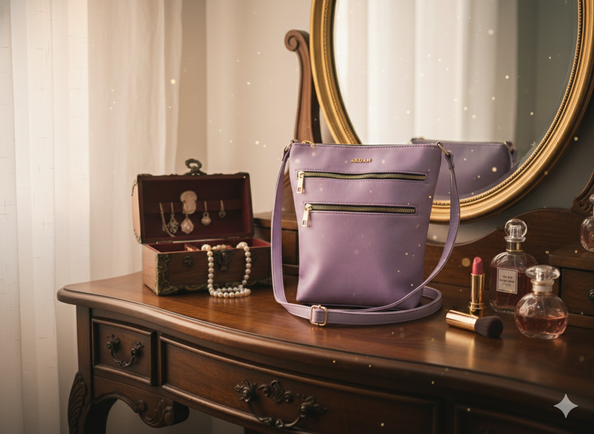 Ardan Lavender Sling Bag with Detachable Belt for Girls & Women – Women's HandBag/Sling Bag – additional product photo | Leather Villa