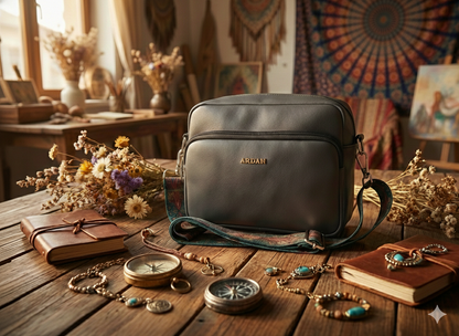 ARDAN Grey Women Sling Bag /Crossbody Bag with Detachable Belt for Girls & Women – Women's HandBag/Sling Bag – additional product photo | Leather Villa