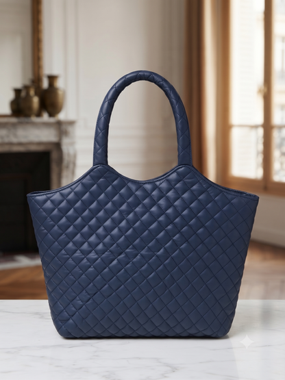 Premium Quilted Genuine Leather Tote Bag for Women | Stylish, Spacious & Lightweight Handbag