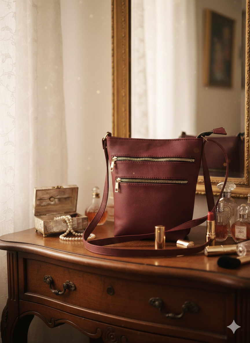 ARDAN Handbag along with Sling for Girls & Womens IN MAROON – Women's HandBag/Sling Bag – additional product photo | Leather Villa