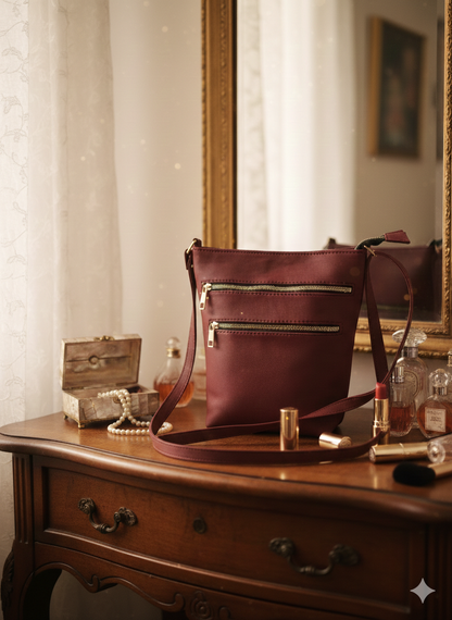 Ardan Maroon Sling Bag with Detachable Belt for Girls & Women – additional product photo | Leather Villa