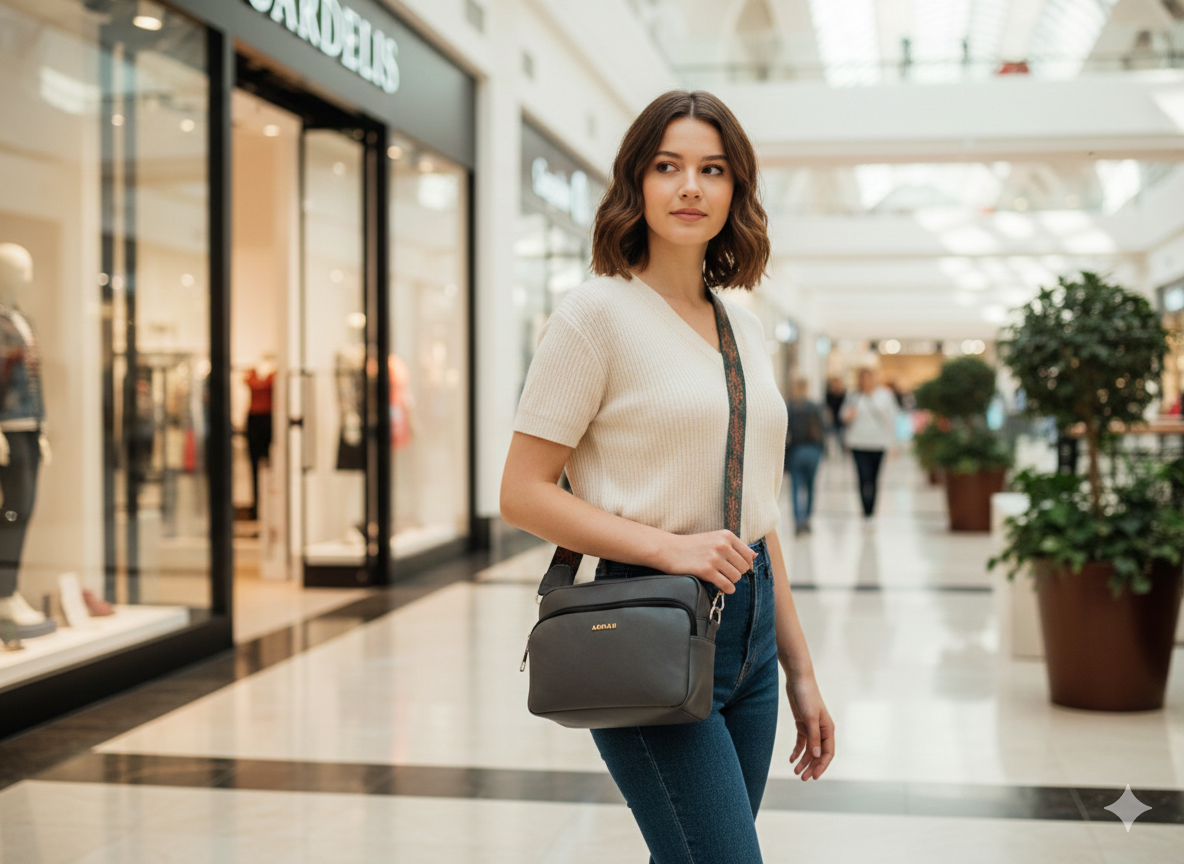 ARDAN Grey Women Sling Bag /Crossbody Bag with Detachable Belt for Girls & Women – Women's HandBag/Sling Bag – additional product photo | Leather Villa