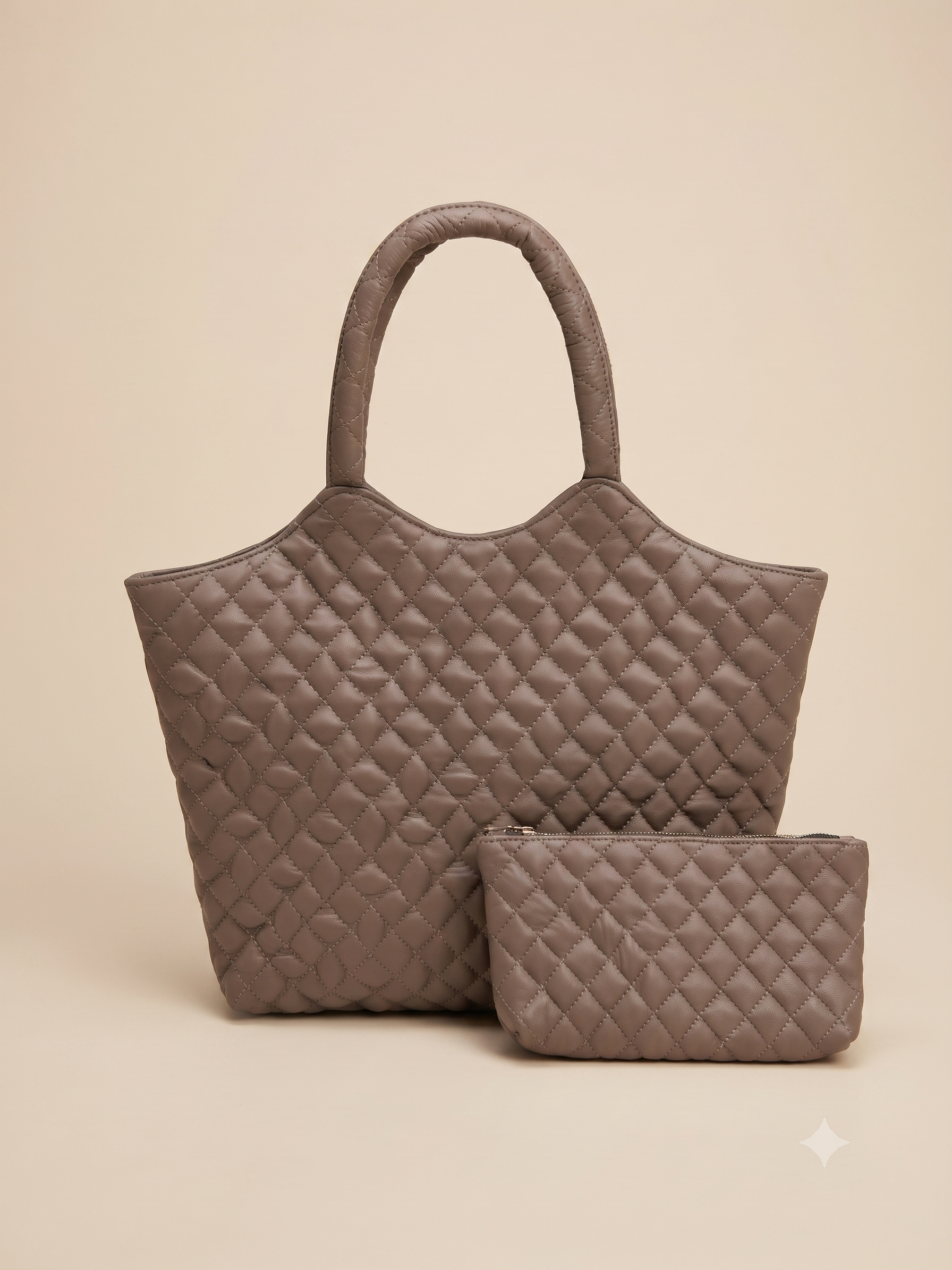 Premium Quilted Genuine Leather Tote Bag for Women | Stylish, Spacious & Lightweight Handbag