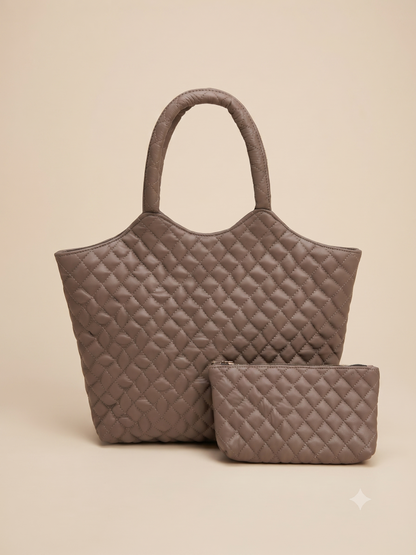 Premium Quilted Genuine Leather Tote Bag for Women | Stylish, Spacious & Lightweight Handbag