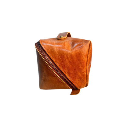 Genuine Leather Multipurpose Travel Vanity Bag /Shaving Kit /Makeup Bag Toiletry Pouch - Brown – additional product photo | Leather Villa