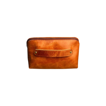 Genuine Leather Multipurpose Travel Vanity Bag /Shaving Kit /Makeup Bag Toiletry Pouch - Brown – additional product photo | Leather Villa