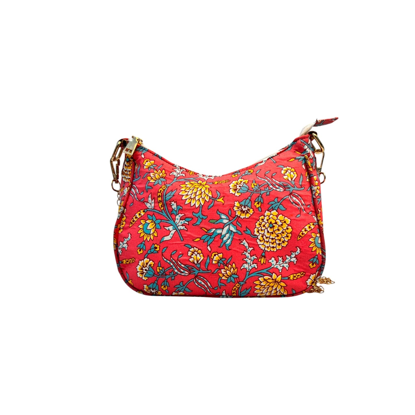 Pink Sling Bag In Floral Printed Cotton with Multiple Compartments & Pockets – Women's HandBag/Sling Bag – additional product photo | Leather Villa