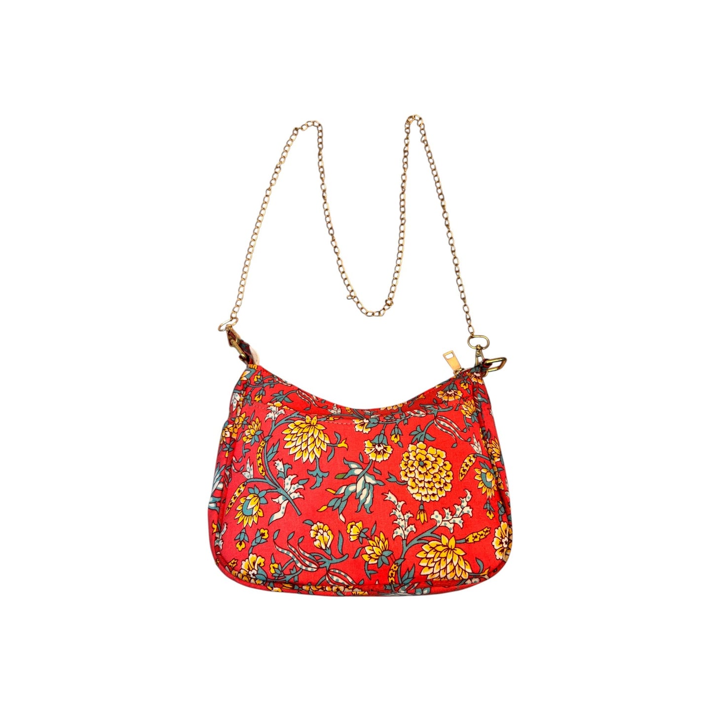 Pink Sling Bag In Floral Printed Cotton with Multiple Compartments & Pockets – Women's HandBag/Sling Bag – additional product photo | Leather Villa