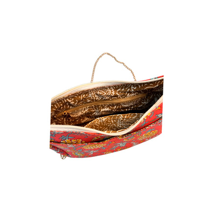 Ardan Pink Sling Bag In Floral Printed Cotton with Multiple Compartments & Pockets SKU69