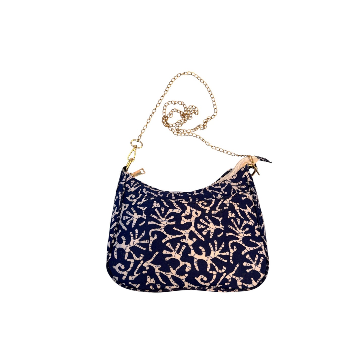Dark Blue Sling Bag In Floral Printed Cotton with Multiple Compartments & Pockets – Women's HandBag/Sling Bag – additional product photo | Leather Villa