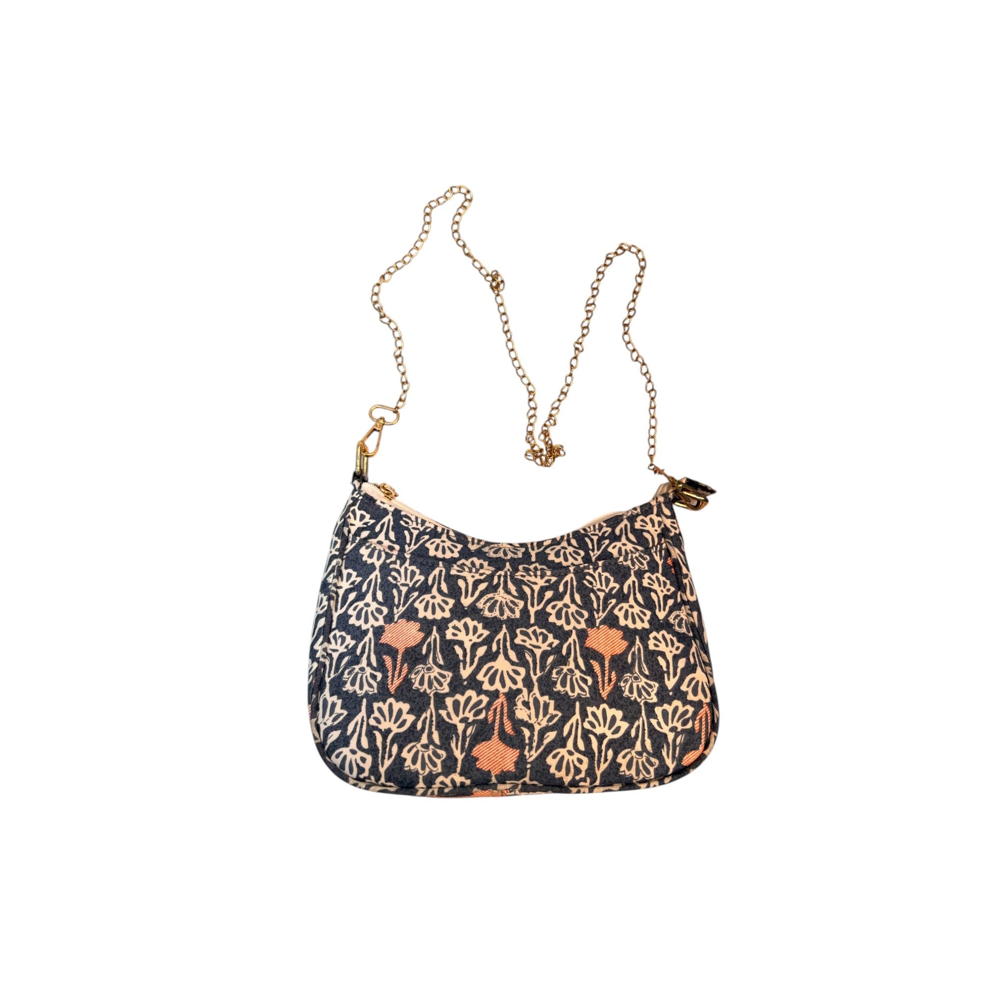 Grey Sling Bag In Floral Printed Cotton with Multiple Compartments & Pockets – Women's HandBag/Sling Bag – additional product photo | Leather Villa
