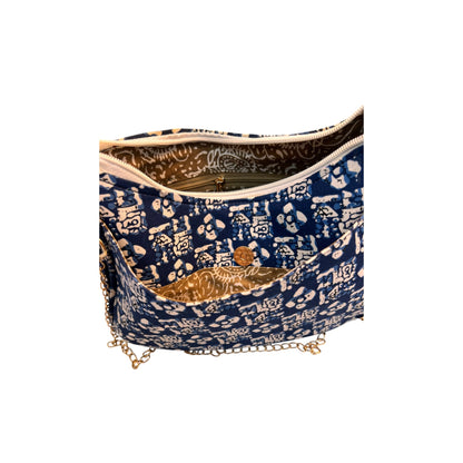 Multi Sling Bag In Floral Printed Cotton with Multiple Compartments & Pockets – Women's HandBag/Sling Bag – additional product photo | Leather Villa
