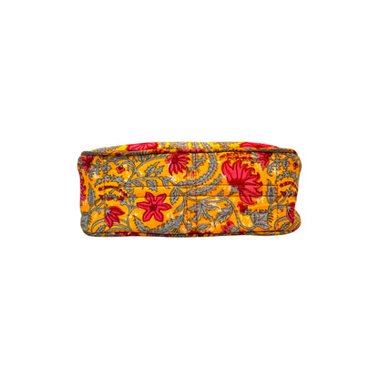 Ardan Yellow Sling Bag In Floral Printed Cotton with Multiple Compartments & Pockets SKU68