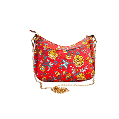 Pink Sling Bag In Floral Printed Cotton with Multiple Compartments & Pockets – Women's HandBag/Sling Bag | Leather Villa