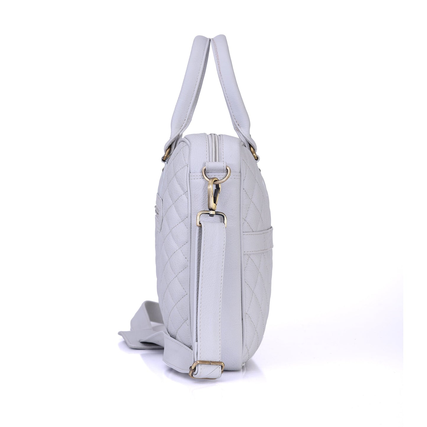 Luxury Genuine Leather Quilted 15.6Inches Laptop Bag/Office Bag/Messenger Bag – White – Leather Laptop Bag – additional product photo | Leather Villa